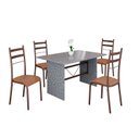 Ver imagem 2 de Conjunto Sala de Jantar Mesa Retangular 120x75cm Tampo Granito Ocre 4 Cadeiras Marselha Marrom/C.