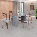 Ver imagem 1 de Conjunto Sala de Jantar Mesa Retangular 120x75cm Tampo Granito Ocre 4 Cadeiras Marselha Marrom/Paraopeba