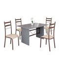 Ver imagem 2 de Conjunto Sala de Jantar Mesa Retangular 120x75cm Tampo Granito Ocre 4 Cadeiras Marselha Marrom/Creme