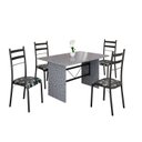 Ver imagem 2 de Conjunto Sala de Jantar Mesa Retangular 120x75cm Tampo Granito Ocre 4 Cadeiras Marselha Preto/Floral/Fosco