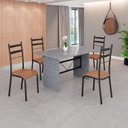 Ver imagem 1 de Conjunto Sala de Jantar Mesa Retangular 120x75cm Tampo Granito Ocre 4 Cadeiras Marselha Preto/C. Marrom/Fosco