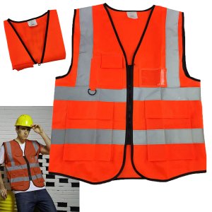 Colete Sinalizador Refletivo Segurança Trabalho EPI Blusao Fluorescente Bolsos Ziper Obra Transito G