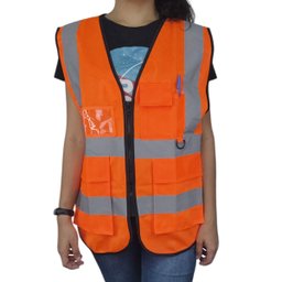 Colete Sinalizador Refletivo Segurança Trabalho EPI Blusao Fluorescente Bolsos Ziper Obra Transito G - 9