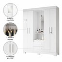 Ver imagem 6 de Guarda-Roupa Capelinha com 2 Gavetas e Espelho Branco/Rosa