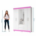 Ver imagem 5 de Guarda-Roupa Capelinha com 2 Gavetas e Espelho Branco/Rosa
