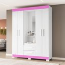Ver mais imagens de Guarda-Roupa Capelinha com 2 Gavetas e Espelho Branco/Rosa