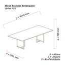 Ver imagem 3 de Mesa Reunião 260x120cm MR2600P25TUB Marrom/Noce Marromle/Preto
