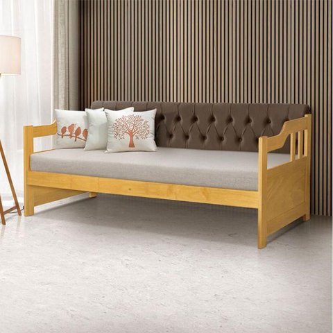 Sofá Cama Dublin 3 Lugares 195cm Marrom Veludo