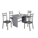 Ver imagem 2 de Conjunto Sala de Jantar Mesa Retangular 120x75cm Tampo Granito Ocre 4 Cadeiras Marselha Prata/Preto Floral/Mart