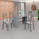 Ver imagem 1 de Conjunto Sala de Jantar Mesa Retangular 120x75cm Tampo Granito Ocre 4 Cadeiras Marselha Prata/Paraopeba/Mart