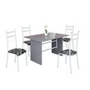Ver imagem 2 de Conjunto Sala de Jantar Mesa Retangular 120x75cm Tampo Granito Ocre 4 Cadeiras Marselha Branco/Preto Floral