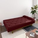 Ver imagem 2 de Sofá Cama 3 Lugares em Suede Tokio Yescasa Vermelho Marsala/Castanho