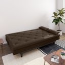 Ver imagem 2 de Sofá Cama 3 Lugares em Suede Tokio Yescasa Marrom/Tabaco