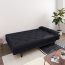 Ver imagem 2 de Sofá Cama 3 Lugares em Suede Tokio Yescasa Preto/Tabaco