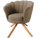 Ver imagem 1 de Poltrona Pétala Base Giratória Ferro e Madeira em Linho:03-castor