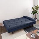 Ver imagem 2 de Sofá Cama 3 Lugares em Suede Tokio Yescasa Azul/Tabaco