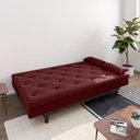 Ver imagem 2 de Sofá Cama 3 Lugares em Suede Tokio Yescasa Vermelho Marsala/Tabaco