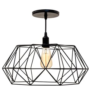 Kit 2 Pendente Aramado Poptem Galaxy preto luminária 38cm sala