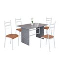 Ver imagem 2 de Conjunto Sala de Jantar Mesa Retangular 120x75cm Tampo Granito Ocre 4 Cadeiras Marselha Branco/C. Marrom