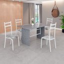 Ver imagem 1 de Conjunto Sala de Jantar Mesa Retangular 120x75cm Tampo Granito Ocre 4 Cadeiras Marselha Branco/Paraopeba