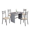 Ver imagem 2 de Conjunto Sala de Jantar Mesa Retangular 120x75cm Tampo Granito Ocre 4 Cadeiras Marselha Prata/Creme/Mart