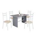 Ver imagem 2 de Conjunto Sala de Jantar Mesa Retangular 120x75cm Tampo Granito Ocre 4 Cadeiras Marselha Branco/Creme