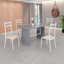 Ver imagem 1 de Conjunto Sala de Jantar Mesa Retangular 120x75cm Tampo Granito Ocre 4 Cadeiras Marselha Branco/Creme