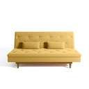 Ver imagem 7 de Sofá Cama 3 Lugares em Suede Tokio Yescasa Amarelo Mostarda/Castanho