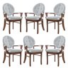 Kit 6 Cadeiras de Jantar Estofada com Braço Florence 45x94Cm Madeira Maciça Linho Bege Cru L71 - RMI - 1