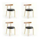 Ver imagem 3 de Cadeira de Jantar Kit 4 Lizzie Base Tubular Dourado Encosto Castanho PU D03 - D'Rossi