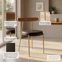 Ver imagem 4 de Cadeira de Jantar Kit 4 Lizzie Base Tubular Dourado Encosto Castanho PU D03 - D'Rossi