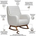 Ver imagem 4 de Poltrona de Amamentação com Balanço Base Nina Sky D02 Linho Branco C-419 - Lyam Decor