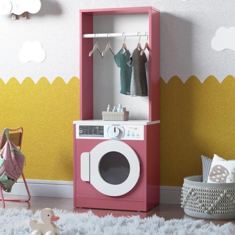 Lavanderia de Brinquedo Infantil Busan Branco Rosa