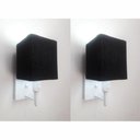 Ver imagem 1 de Kit-2 Arandela Quadrada Md-2019 Branco C- Inter Liga e Desl Cúpula em Tecido Preto - Bivolt