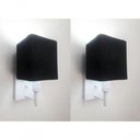 Ver imagem 3 de Kit-2 Arandela Quadrada Md-2019 Branco C- Inter Liga e Desl Cúpula em Tecido Preto - Bivolt