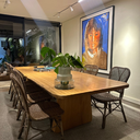 Ver imagem 3 de Mesa Jantar 2,50m Madeira Maciça Pequiá Borda Orgânica 10 Lugares Base Ferro Martinez