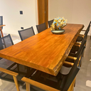 Ver imagem 4 de Mesa Jantar 2,50m Madeira Maciça Pequiá Borda Orgânica 10 Lugares Base Ferro Martinez