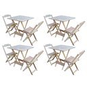 Ver imagem 1 de Kit 4 Conjuntos de Mesa Dobrável com 2 Cadeiras de Madeira 70x70 - sem Pintura