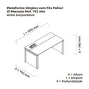 Ver imagem 3 de Plataforma Simples 110x792 PSCPP110/792/1 Pessoa 110cm Industrial Preto e Branco