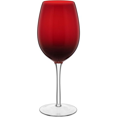 Jogo 2 Peças Taça de Vidro 480ml Vermelho 22x8x8cm Vinho Água Espumante Bar