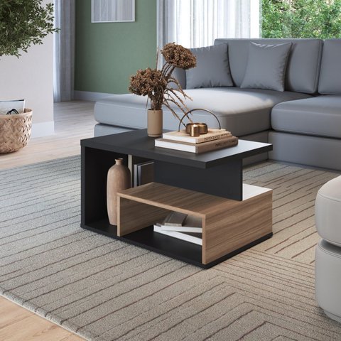 Mesa de Centro Retangular com Nicho Preto