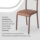 Ver imagem 7 de Conjunto Sala de Jantar Mesa Retangular 140x75cm Tampo Granito Ocre 6 Cadeiras Marselha Marrom/C.