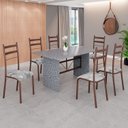 Ver imagem 1 de Conjunto Sala de Jantar Mesa Retangular 140x75cm Tampo Granito Ocre 6 Cadeiras Marselha Marrom/Paraopeba