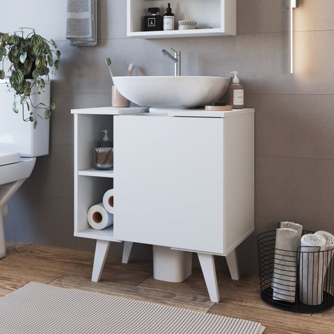 Gabinete de Coluna para Banheiro 1 Porta 2 Nichos Slim