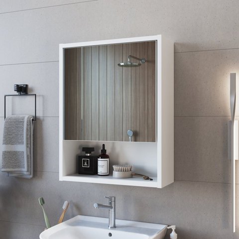 Espelheira para Banheiro com Porta Slim Branco