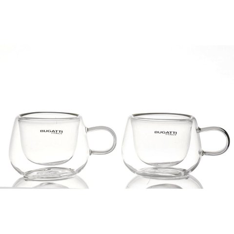 Conjunto 2 Xícaras Café Parede Dupla com Alça 100ml Bugatti