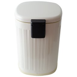 Lixeira de Pedal 15 Litros Cesto Interno Design Retro Branco Nude - 3