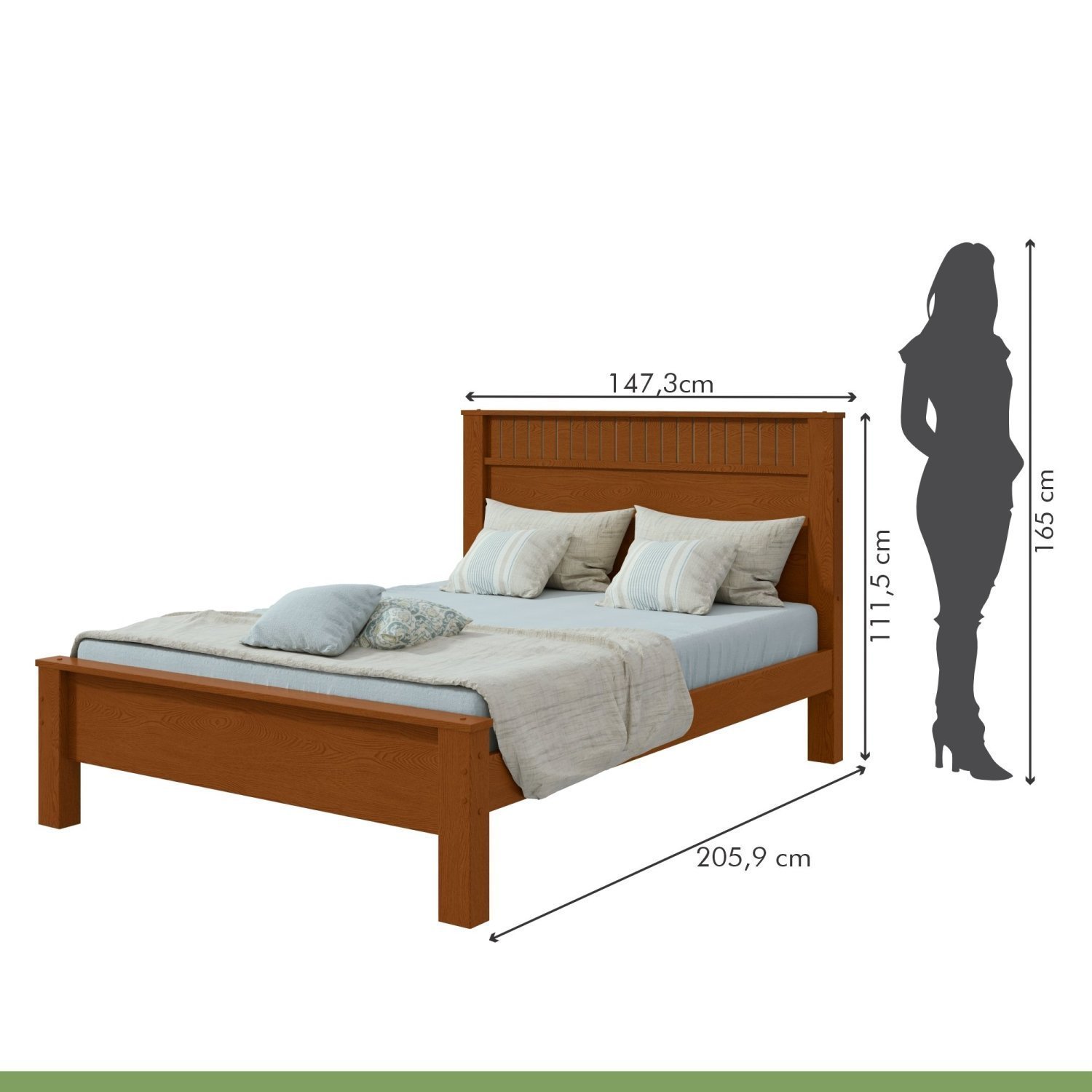 Cama de Casal em Mdp/mdf 111,5x205,9cm Athenas - 4