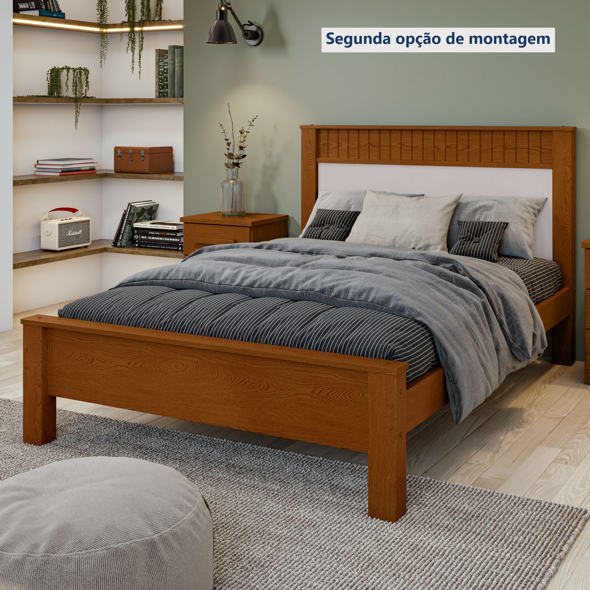 Cama de Casal em Mdp/mdf 111,5x205,9cm Athenas - 9