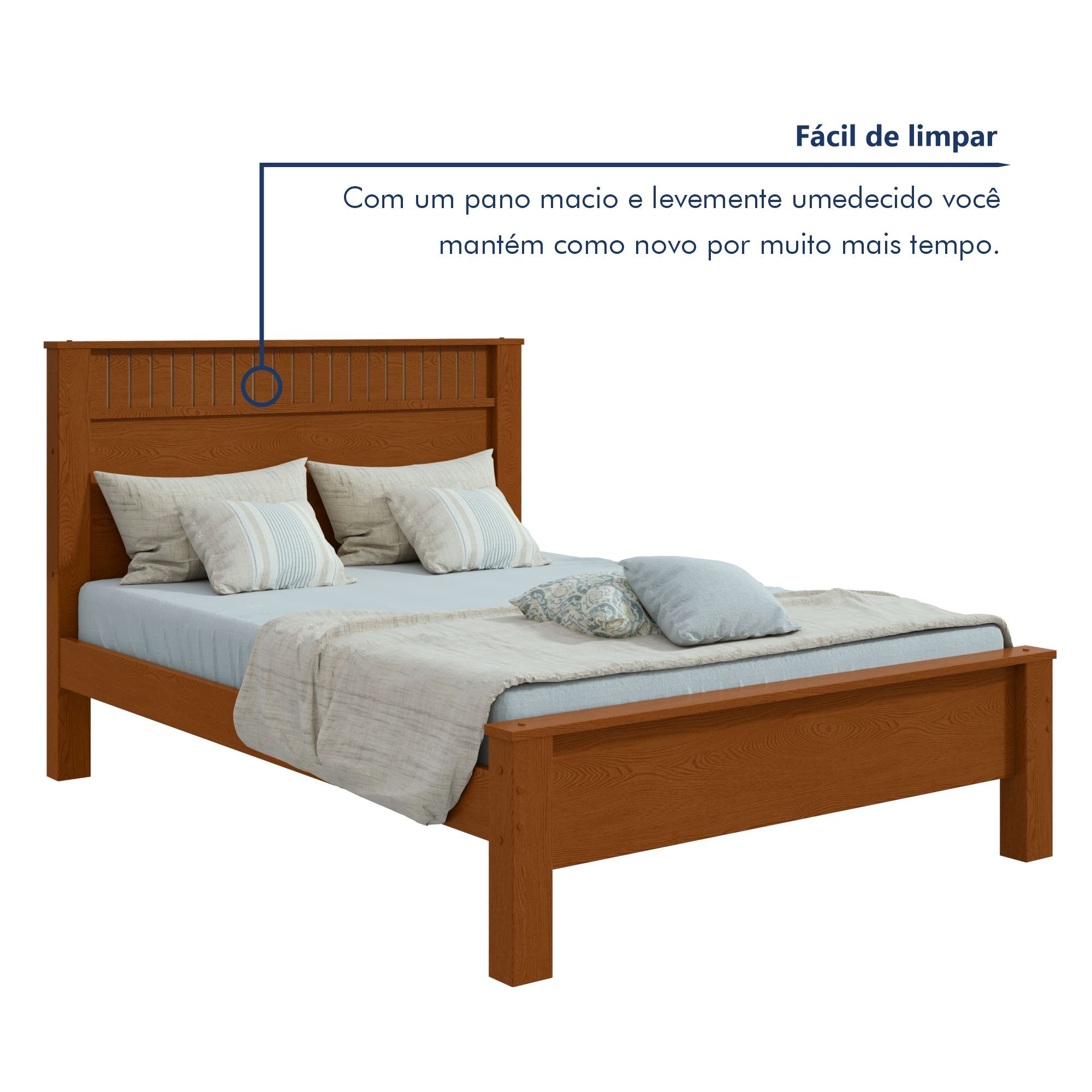 Cama de Casal em Mdp/mdf 111,5x205,9cm Athenas - 6